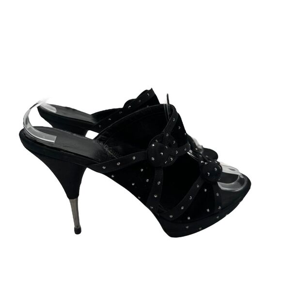 Vintage Y2K Stella McCartney Rhinestone Black Velvet Evening Heels Shoes Size 39 - Picture 2 of 12